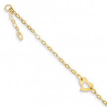 Quality Gold 14k Polished Heart Anklet 9-10 - ANK143-10