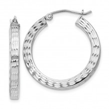 Quality Gold Sterling Silver Rhodium-plated Diamond Cut Square Hoop Earrings - QE4546