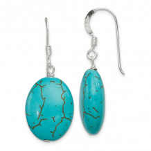 Quality Gold Sterling Silver Dyed Blue Howlite Dangle Earrings - QE6191