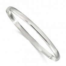 Quality Gold Sterling Silver 4mm Solid Polished Plain Slip-On Bangle Bracelet - QB237