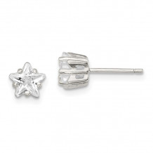 Quality Gold Sterling Silver 6mm Star Basket Set CZ Stud Earrings - QE7549