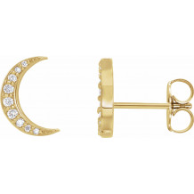 14K Yellow 1/10 CTW Diamond Crescent Moon Earrings - 86941601P