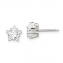 Quality Gold Sterling Silver 7mm Star Snap Set CZ Stud Earrings - QE7550