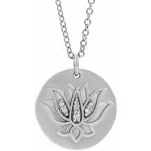 14K White .025 CTW Diamond Lotus 16-18 Necklace - 86975605P