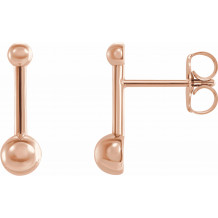 14K Rose Bar & Ball Earrings - 87070602P