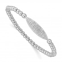 Quality Gold Sterling Silver Rhod-plated CZ Beaded Stretch Bracelet - QH5452