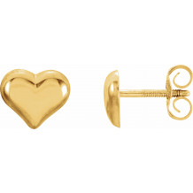 14K Yellow Puffed Heart Earrings - 19202710000P