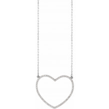 14K White 3/8 CTW Diamond Large Heart 16 Necklace - 66415100007P