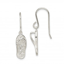 Quality Gold Sterling Silver CZ Flip-Flop Dangle Earrings - QE14680