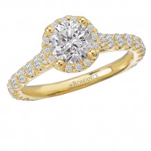 Romance 18k Yellow Gold Halo Semi-Mount Diamond Engagement Ring