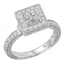 14k White Gold Halo Complete Diamond Engagement Ring