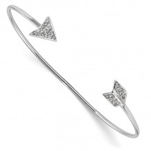Quality Gold Sterling Silver Rhodium-plated CZ Arrow Slip-on Cuff Bangle Bracelet - QB1188
