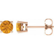 14K Rose 5 mm Round Citrine Earrings - 187470264P