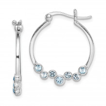 Quality Gold Sterling Silver Rhodium Plated Blue Crystal Hoop Earrings - QE15011