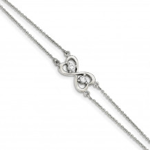 Quality Gold Sterling Silver Polished CZ Heart Two-strand Bracelet - QX924CZ
