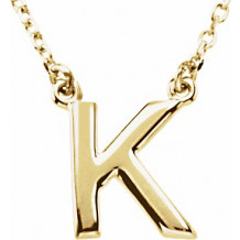 14K Yellow Block Initial K 16 Necklace - 84634126P