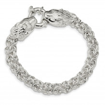 Quality Gold Sterling Silver Polished Fancy Link Lion Head 7.25 inch Bracelet - QG4473-7.5