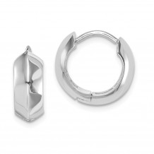 Quality Gold Sterling Silver Rhodium-plated Knife Edge Hinged Hoop Earrings - QE14189