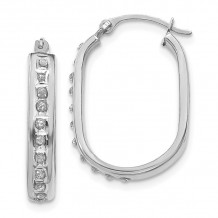 Quality Gold 14k White Gold Diamond Fascination Squared Hinged Hoop Earrings - DF131