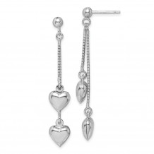 Quality Gold Sterling Silver Rhodium-plated Polished Heart Post Dangle Earrings - QE11392