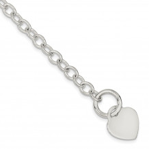 Quality Gold Sterling Silver Heart Disc Toggle Bracelet - QG2169-7.75