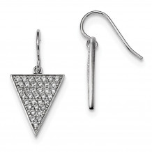 Quality Gold Sterling Silver Rhodium-plated CZ Triangle Dangle Earrings - QE13077