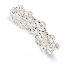 Quality Gold Sterling Silver Rhodium 7-9m FWC Pearl Plastic Bead Multi-strnd Bracelet - QH5395-7.5