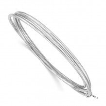 Quality Gold Sterling Silver Rhodium Plated Polished Intertwined Bangle Bracelet - QB701