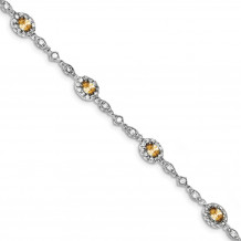 Quality Gold Sterling Silver Rhodium Plated 7inch Champagne CZ Bracelet - QX666CZ