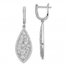 Quality Gold Sterling Silver Rhodium-plated Geometric CZ Leverback Dangle Earrings - QE15327