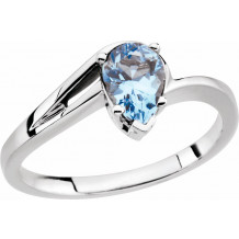 14K White 7 x 5 mm Pear Aquamarine Ring - 61901252600P