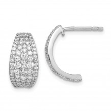 Quality Gold Sterling Silver Rhodium-plated Pave CZ  Post Hoop Earrings - QE15043