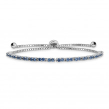 Quality Gold Sterling Silver Rhodium-plated September Birthstone Blue CZ Adj Bracelet - QG4757SEP