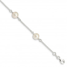 Quality Gold Sterling Silver & Cultured FW Pearl Bracelet - QG2996-7.25