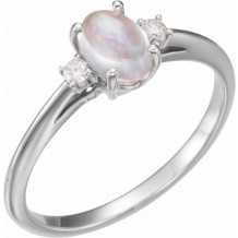 14K White Rainbow Moonstone & .06 CTW Diamond Ring - 71811600P