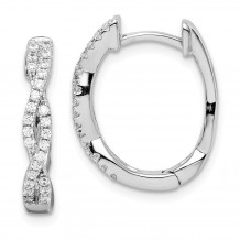 Quality Gold Sterling Silver Rhodium-plated CZ Twisted Oval Hoop Earrings - QE15090