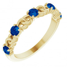 14K Yellow Blue Sapphire Stackable Link Ring - 72047618P