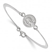 Quality Gold Sterling Silver Rhodium-plated Hollow Greek Theme Coin Bracelet - QB1115-7.5