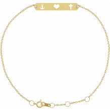 14K Yellow Faith, Love, Hope Bar 6 1/2-7 1/2 Bracelet - BRC805102P