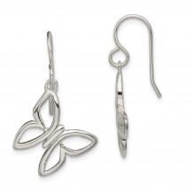 Quality Gold Sterling Silver Butterfly Shepherd Hook Dangle Earrings - QE14965