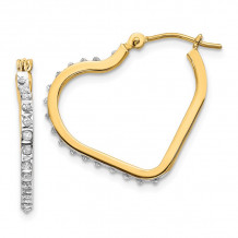 Quality Gold 14k Diamond Fascination Heart Hinged Hoop Earrings - DF258