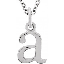 14K White Lowercase Initial a 16 Necklace - 8578070001P