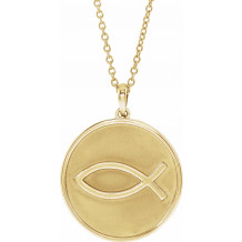 14K Yellow 20.3x18.4 mm Ichthus (Fish) 16-18 Necklace - 87008202P