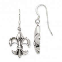 Quality Gold Sterling Silver Fleur de Lis Dangle Earrings - QE6928