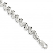 Quality Gold Sterling Silver Diamond Cut Fancy Link 7.5in Bracelet - QG3599-7.5