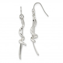 Quality Gold Sterling Silver Polished Spiral Dangle Shepherd Hook Earrings - QE13614