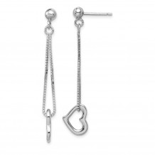 Quality Gold Sterling Silver Rhodium-plated Heart  Box Chain Post Dangle Earrings - QE11386