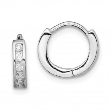 Quality Gold Sterling Silver Rhodium-plated CZ Hinged Hoop Earrings - QE9251