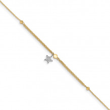 Quality Gold 14k Two Tone CZ and Star  Anklet - ANK295-10