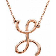 14K Rose Script Initial L 16 Necklace - 84635295P